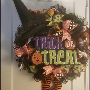 Colorful Handmade Halloween Witch Wreath